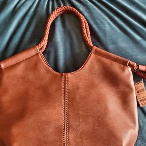 Tillys vegan leather brown fringe purse